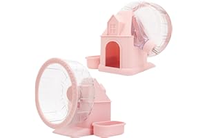 Seahelms 4 in 1 Silent Hamster Wheel Multifunctional Hamster Running Wheel Large Quite Spinner Running Wheel with Food Bowl,Water Bottle,Hideout for Dwarf Syrian Hamster Gerbils (M,Φ/ 20cm)