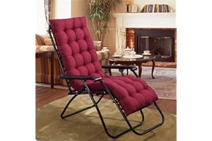 XFXDBT Coussin De Chaise Longue Soutien du Haut du Dos,épais Extra Large Coussin De Fauteuil Relax Coussin Bain De Soleil Rocking Chair Coussin Jardin Coussin-vin Rouge 48x155cm