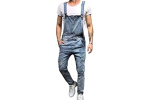 huateng Hombre Ripped Jeans Bib Overoles Peto Jeans Monos