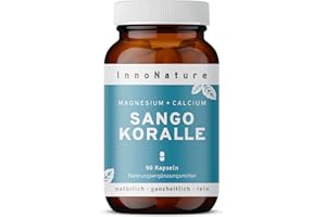 ‎INNONATURE InnoNature Sango Meereskoralle Kapseln | natürliches Magnesium und Calcium aus der Sango Meereskoralle | 90 Kapseln, 678 mg Calcium, 339 mg Magnesium, laborgeprüft, vegan & hergestellt in DE