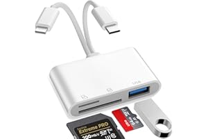 VECBMN 3 in 2 Lightning SD Kartenleser, SD Kartenleser für iPhone iPad, Kartenlesegerät mit SD/MicroSD/USB3.0 3 Slots, Lightning & USB C SD Kartenleser, SD-Karten Adapter für iPhone/iPad/MacBook