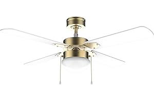 Cecotec - Ventilateur de Plafond avec Lumière EnergySilence Aero 450 GoldWhite - 50 W, Diamètre 106 cm, Lampe Intégrée, 3 Vitesses, 4 Pales Réversibles, Mode Été, Hiver