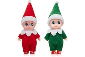 MIENOCOL 2 muñecos de elfo de Navidad, pequeños elfos de Navidad, mini muñeca de elfo, accesorio de Navidad, muñecos de elfo pequeños para niños y niñas, regalo de Navidad, calendario de Adviento, relleno de