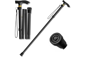 ARQIZ Walking Stick, Portable Collapsible Walking Stick and Mobility Aid Handy, Easily Adjustable Folding Travel Walking Cane for Women, Men & Disabled Flexible and Durable, 33-37 inches