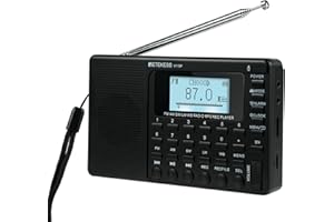 Retekess V115P Radio FM Portatile, Radio Portatile Digitale, AM/FM/SW/LW/WB, Batteria Ricaricabile da 1800 mAh, TF/AUX, Registrazione, Llluminazione, Timer di Spegnimento, per Esterni, Casa