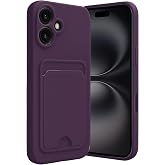 CONSTRAIN - iPhone 16 ile uyumlu Kılıf Kamera Korumalı Kartlıklı C&uuml;zdanlı Yumuşak Renkli Silikon Kapak i&ccedil;i Kadife