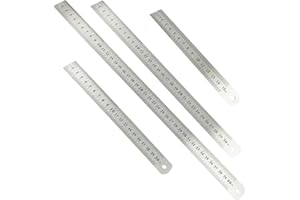 SRTSTR 4 Pièces Regle Metal Reglet Acier Inoxydable 15cm 20cm 30cm 40cm Règle Précision Reglet Metallique Double Face Regle Menuisier Antirouille pour Technique Enseignement et Dessin D'ingénierie