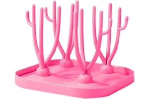 JDXun Escurridor de Biberones, Estante para Secar Biberones, Bandeja de Secado para Biberones, Estante De Secado De Botellas, Fácil Montaje y Desmontaje(Rosa)