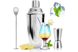 Umllpet Coctail Mixer Set Edelstahl, Premium Cocktail Shaker Set 750ML Professional Shaker Cocktail mit Messbecher und Barlöffel Bar Set Cocktail Shaker Kit Cocktail Shaker Profi Set für Zuhause Bar