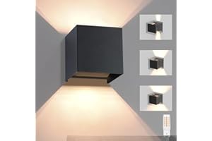 ‎HOMEFIRE Homefire LED Wandleuchte Aussen Wandlampe: Außenwandleuchte Innen Schwarz Lampe Up Down Wand Leuchten Modern Außenlampe IP65 Wasserdicht Einstellbarer Strahl Flurlampe für Wohnzimmer Hauswand Flur
