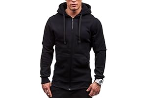 sutelang lurryly Sweat Zippé Homme Automne Hiver Chaud Veste à Capuche Sport DéContracté Sweat à Capuche Manches Longues Couleur Unie Sweat-Shirt avec Poche Veste en Sweat Pas Cher VêTements