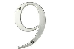 HASWARE House Number Sign 4 inch (10 cm) Modern Door Numbers Signage Plaque Street Home Address Numerals Zinc Alloy (9, Silver)