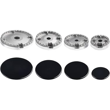Gas Stove Burner Cap Set - Fits Most Cookers, Flat Design | Durable Iron, Even Heat, Easy Clean | Cookware Hat Replacement