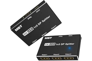 8K Displayport Multi-Monitor Adapter Splitter, BolAAzuL DisplayPort 1.4 MST Hub Splitter 1 in 3 out DP to DP Video Converter for Video Card with MST Function(Windows PC only)-Support Dual or Triple 4K