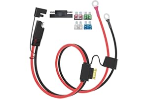 ELFCULB Cable de Conexión SAE, Cable de extensión de batería SAE de 10AWG a Terminal de Anillo SAE con fusibles para batería de automóvil de Motocicleta (0,6m)