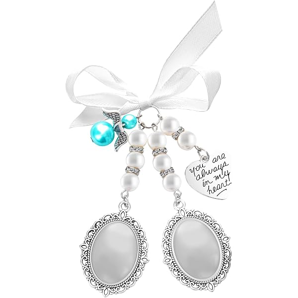 4 Breloques Photo Pour Bouquet De Mariage - Pendentifs Ovales En Verre 25x18.5mm, Doré, Souvenir Et Cadeau De Mariage