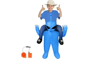 AYBUY Uppblåsbar alien-kostym, grön, uppblåsbar utomjordingsdräkt, för Halloween, karneval, cosplay-outfit, uppblåsningssyste