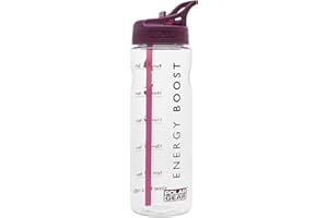 Polar Gear 750ml Tracker Water Bottle With Straw - BPA-Free & Reusable With Time Markings – Perfect for Running Gym, Cycling & Work, Grape