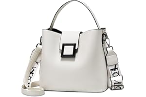 Ergocar Bolso de Mano Elegante Para Mujer, Bolsos Bandolera Impermeable PVC, Bolso Tote de Moda para Señora, Trabajo, Diario Vida, Navidad y Fiesta, Blanco