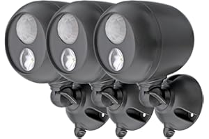 Mr Beams MB360 Wireless Weatherproof Battery Operated 140 Lumens LED Spotlight with Motion Sensor and Photocell, 3-pack, Dark Brown