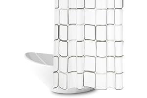 ‎BOZKAA BOZKAA Duschvorhang, Wasserdichter 180x200cm Duschvorhang Waschbar Schnelltrocknender Stoff Polyester Badewanne Vorhang mit 12 Duschvorhängeringen, Weiß (Kasten)