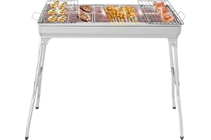 GENERIC Barbecue Grill, Stainless Steel BBQ, Large Folding Portable BBQ Grill, Charcoal Grill for Outdoor Cooking Camping Hiking Picnics (Standard Configuration)