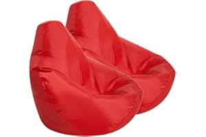 Bean Bag Bazaar Kids Gaming Chair, Indoor Outdoor Bean Bags, Red, 69cm x 59cm, Large, 2 Pack