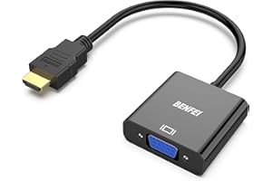 BENFEI Adaptateur HDMI vers VGA, (mâle vers Femelle) pour Bureau, Ordinateur Portable, PC, Moniteur, projecteur, HDTV, Chromebook, Raspberry Pi, Roku, Xbox et Plus - Noir