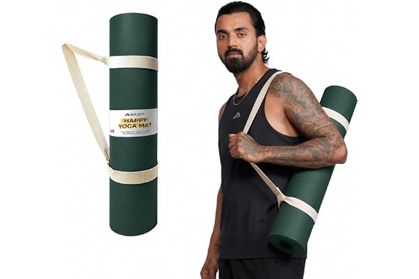 Boldfit Yoga Mats For Women and Men Exercise For Home Workout Gym Anti Slip EVA Material Yoga Mat 4Mm For Kids Gym Mats - Gre