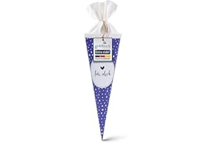 goldbuch 93 215 - Cornet Surprise en Bleu avec Pois Blancs comme Motif - pour garçons et Filles - en Carton laqué avec Fermeture en Feutre - Un cœur pour Vous - Longueur : 35 cm - Diamètre : 11,5 cm