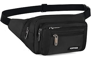 ANPTER Banane Homme Sac Bananesacs Femme Bananes de Randonnée Sacoche Bandoulière Sac de Ceinture Outdoor Sport Waist Pack Fanny Pack(Noir Sac Banane)