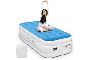 TOUCHXEL Colchón Hinchable Individual con Almohada Elevada, Bomba Eléctrica y Dimensiones 97x 196 x 47 cm, Ideal para Casa, Camping y Oficina.