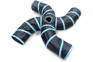 Bemodst S-Type Cat Tunnel, 2 Way/3 Way/4 Way/5 Way Collapsible S-shape Small Animal Tubes Kitty Tunnels Interactive Maze House Toy With Storage Bag For Kitten Puppy Rabbit Guinea Pig (4-Way)