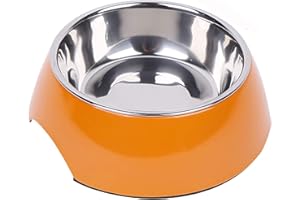 DDOXX Comedero Perro, Antideslizante | Muchos Colores y Tamaños | para Perros Pequeño, Mediano y Grande | Bol Accesorios Acero INOX-Idable Melamina Gato Cachorro | Naranja, 350 ml