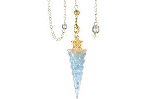 ‎GEHECRST GEHECRST Edelstein Pendel 7 Chakra Steine Pendulum Pendel Muschelschale Form Anhänger mit Kette für Reiki Heilung Meditations Yoga Divination (Aquamarin)