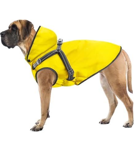 YFbrite Hunderegenmantel Größe L – Leichte, Wasserdichte Jacke Mit Reflektor Für Große Hunde