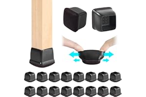 MAYZOLOP Feltrini per Sedie Quadrati, Tappi di Protezione per Gambe Della Sedia con Feltro,Gommini per Sedie Quadrati per Pavimenti in Legno Duro, Nero, Diametro 19-25 mm 16 Pezzi