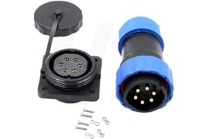 HANGTON CONNECT HangTon HE29 6 Pin Bulkhead Plastic Connector Industrial Power Waterproof IP68 Male Female Plug Panel Socket 4-Screw (6 pin 25A 380V)