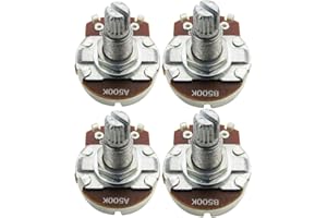 FLEOR 4PCS Full Size A500K B500K Potentiometer Guitar Tone Volume Control Pots Dia24mm L18mm Long Knurled Split Shaft