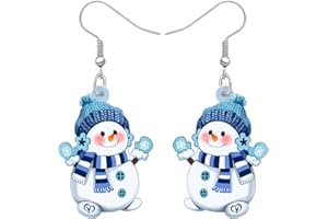 RAIDIN Boucles d'oreilles pendantes en acrylique bonhomme de neige mignon de Noël Cadeaux pour femmes filles filles Bijoux hypoallergéniques pour les fêtes de fin d'année