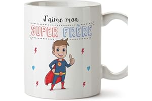 Mugffins Frère Mug/Tasse – J'aime Mon Super frère – Tasse Originale/Cadeau Anniversaire. Céramique 350 ML