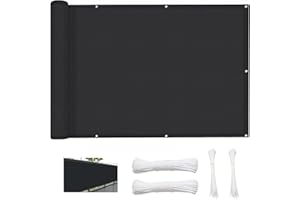 ZHhan Balcony Privacy Screen for Backyard Deck Patio Balcony Fence Porch Sun Shade PVC UV Protection Sun Wind 8 Days Delivered 15 Colors 352 Sizes 420D Black