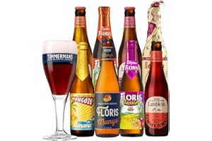 BEER HUNTER Belgian Fruit Flavoured Craft Beer Case Gift Set with TImmermans Glass (8 Pack)