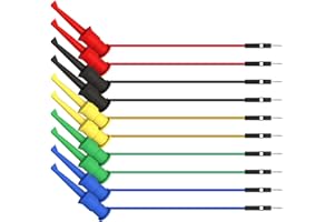 Ailao Jumper Wire Test Leads, 10pcs Mini Grabber Test Hooks to Breadboard Male Jumper Wires Soft Flexible Silicone Test Leads