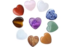 REZOLITE 10 Pcs Chakra Stones Healing Crystals Set, Natural Heart Shaped Stones and Crystals Natural Heart Shaped Stones for Reiki Chakra Healing Reiki Meditation Balancing Yoga