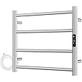AQUAWORLD Stainless Steel 304 Electric Towel Warmer Heated Towel Rail with Built-in Timer for Bathroom Wall Mounted Bath Towel Heater Hardwired Electric Heated Towel Rack Polished Chrome 520mm x 600mm