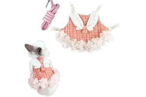 GENERIC Imbracatura per Coniglio,Imbracatura Regolabile per Conigli,Pettorina e Guinzaglio per Coniglio,per Piccoli Animali Bunny Gatti Porcellini D'India (S, Arancione)