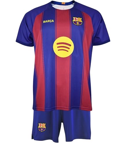 Ensemble Maillot Short Barça Enfant – Collection Officielle FC Barcelone, Polyester, Força Barça !