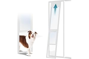 ZIKEBTUY Dog Door for Sliding Glass Door with Lock, Large Dog Doors 45 x 32cm, Aluminium Pet Door for Cats and Dogs Adjustable Height 190-205cm Doggy Door for Sliding Doors(L)