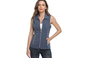 Dilgul Gilet Donna Estivo con Colletto Giacca Leggera Senza Maniche con Cerniera con Tasche